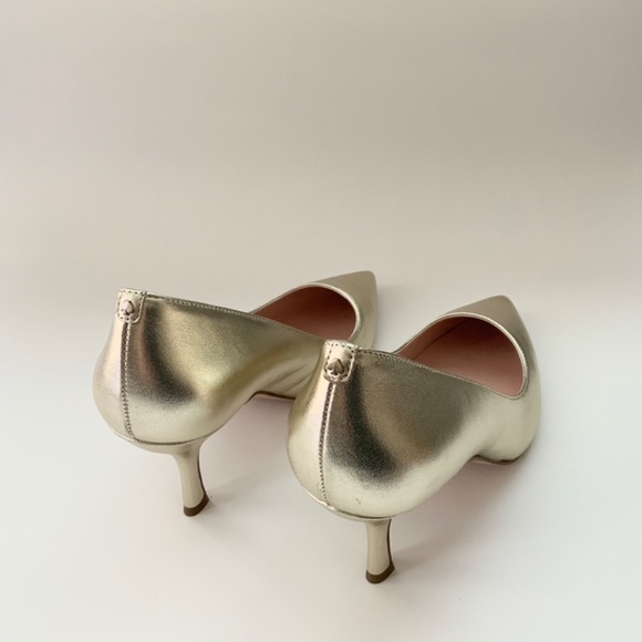 Kate Spade Sonia Gold Leather Pointed Toe Pumps Stiletto Heels Dress Shoes 8.5 - Picture 14 of 16